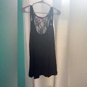 Betsey Johnson Black Floral Lace Tank Dress